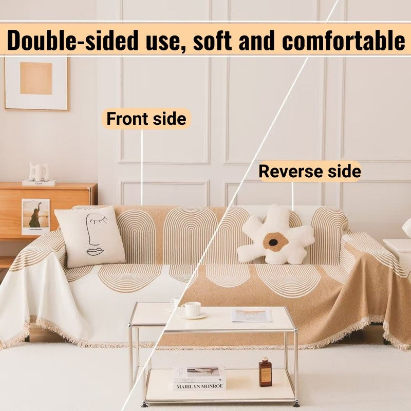 EmmAmy Nordic Region Thickened Sofa Cover Cat Scratch Protection Slipcover Chenier Double-sided Sofa Blanket