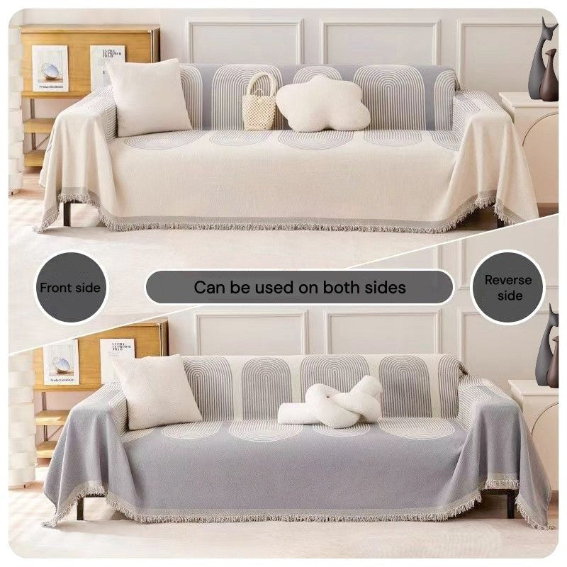 EmmAmy Nordic Region Thickened Sofa Cover Cat Scratch Protection Slipcover Chenier Double-sided Sofa Blanket