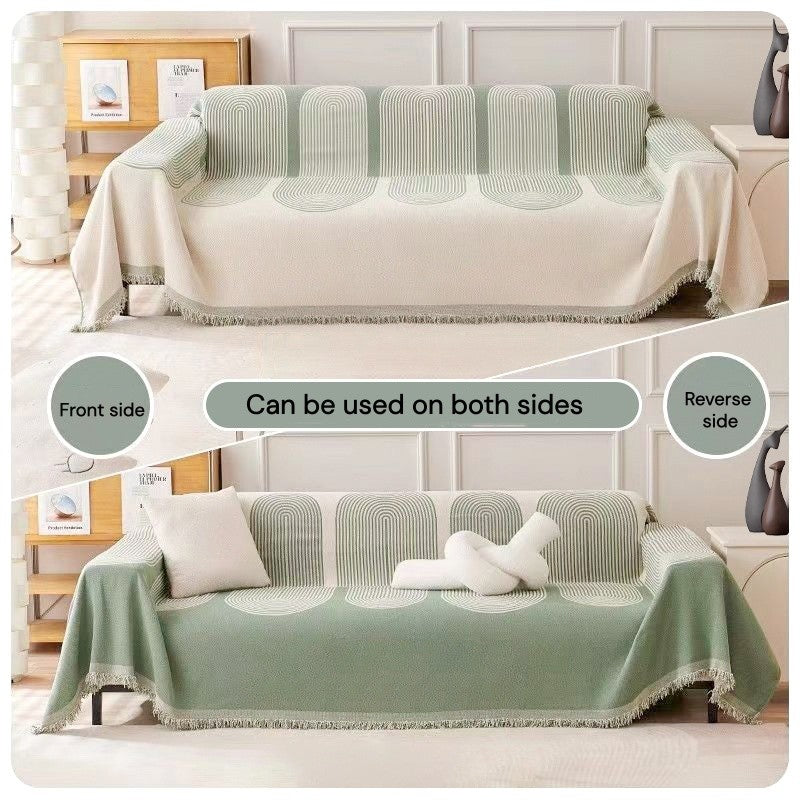 EmmAmy Nordic Region Thickened Sofa Cover Cat Scratch Protection Slipcover Chenier Double-sided Sofa Blanket