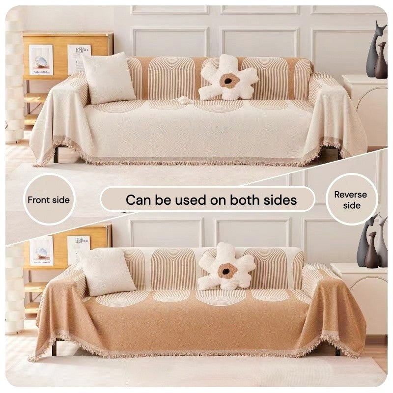 EmmAmy Nordic Region Thickened Sofa Cover Cat Scratch Protection Slipcover Chenier Double-sided Sofa Blanket