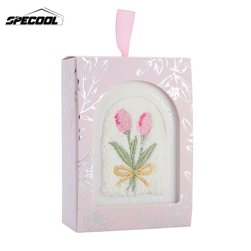 Tulip Embroidered Towel Gift Box Wedding Favor Souvenir Bridesmaid Gifts Opening Event Presents Small Gift