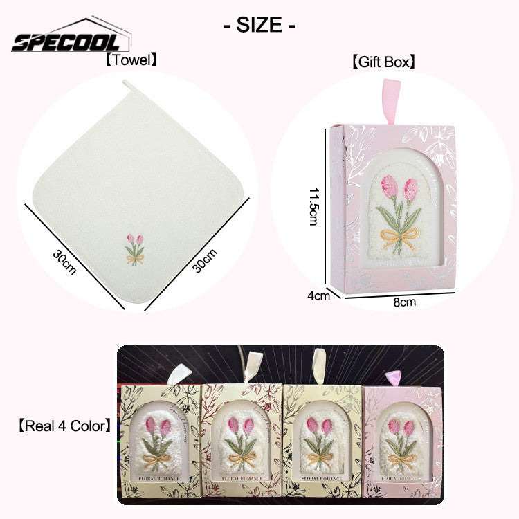 Tulip Embroidered Towel Gift Box Wedding Favor Souvenir Bridesmaid Gifts Opening Event Presents Small Gift