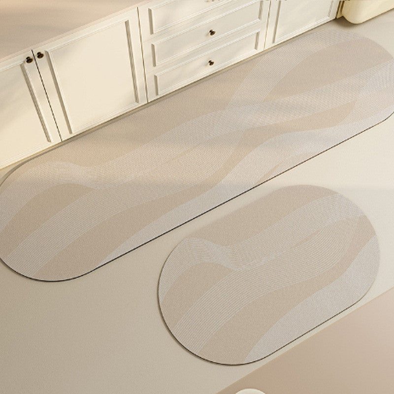 EmmAmy 2pcs/set Anti-slip Kitchen Floor Mat Simple Style Diatom Mud Mat Household Absorbent Carpet