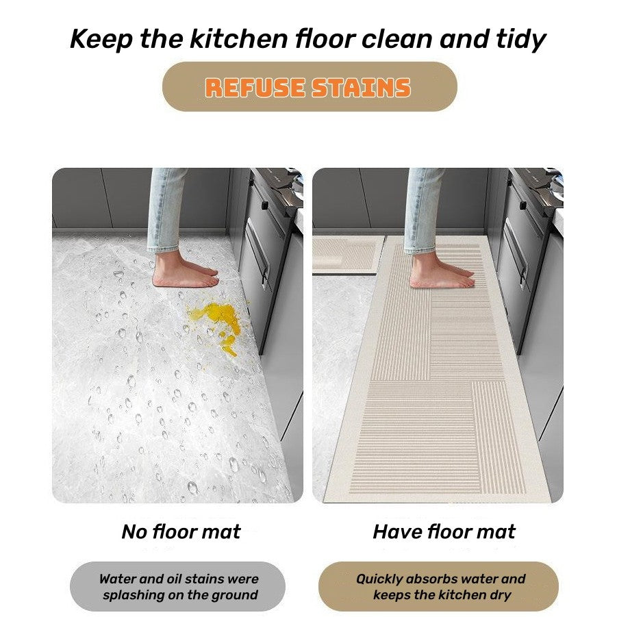 EmmAmy 2pcs/set Anti-slip Kitchen Floor Mat Simple Style Diatom Mud Mat Household Absorbent Carpet