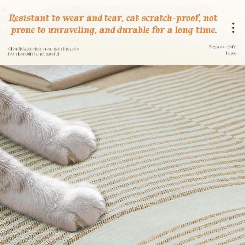 EmmAmy Nordic Region Thickened Sofa Cover Cat Scratch Protection Slipcover Chenier Double-sided Sofa Blanket