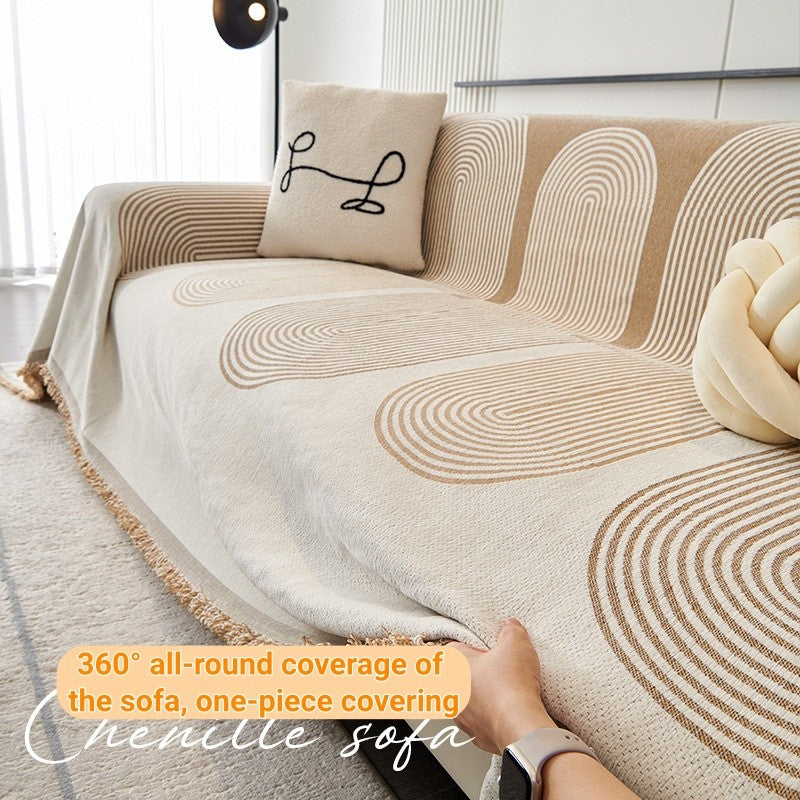 EmmAmy Nordic Region Thickened Sofa Cover Cat Scratch Protection Slipcover Chenier Double-sided Sofa Blanket
