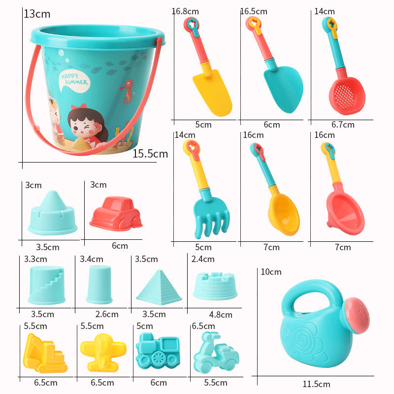 18Pcs/Set Children's Beach Toy Set Play Sand Tools Shovel and Bucket
