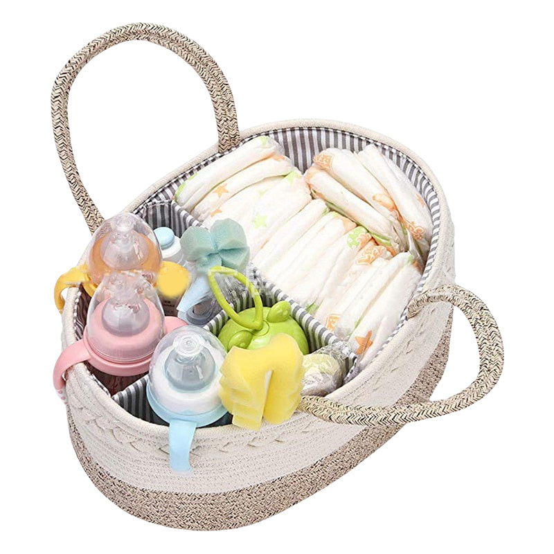 SG Foldable Diaper Bags Storage Bag Organizer Cotton Rope Woven Removable Dividers Mummy Bag