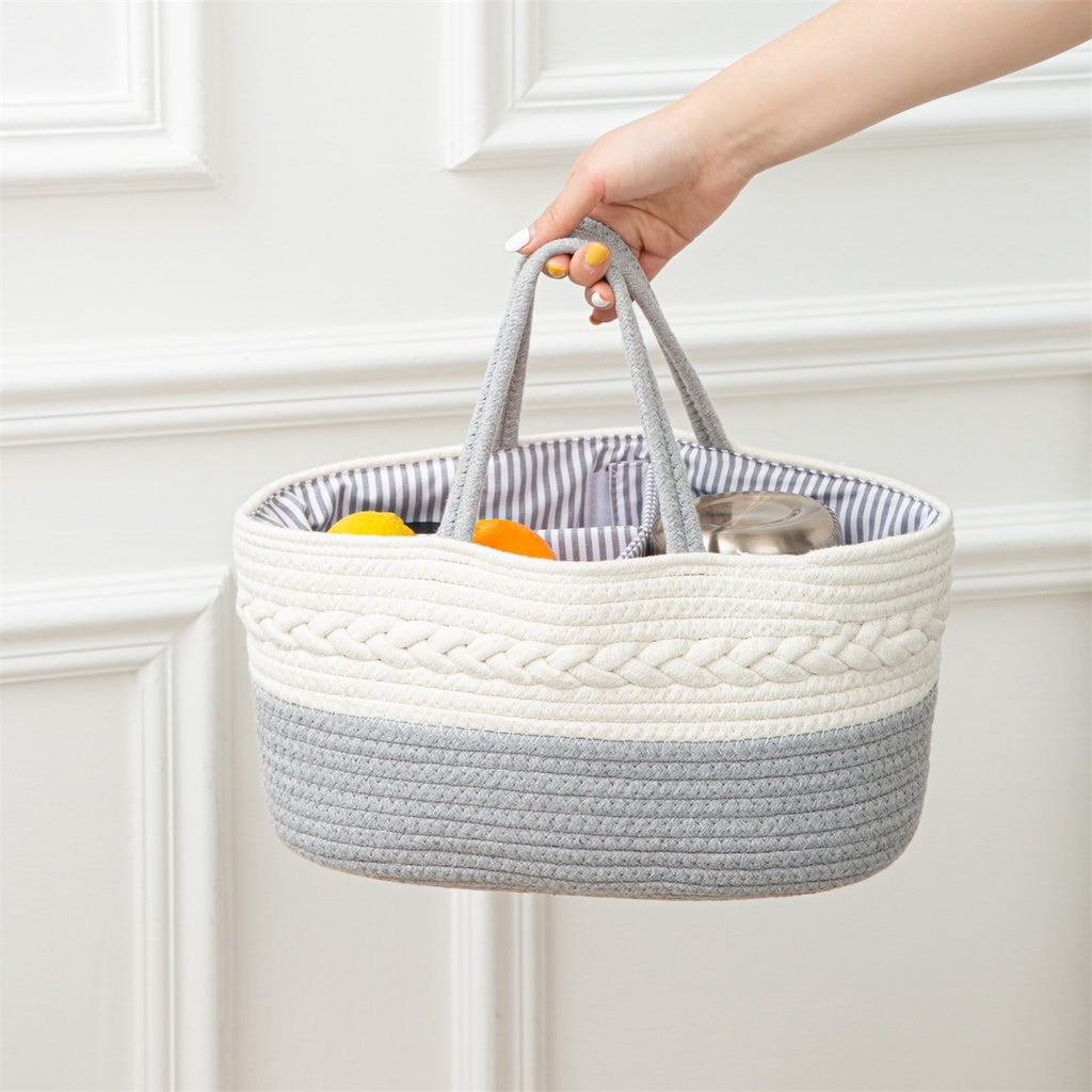 SG Foldable Diaper Bags Storage Bag Organizer Cotton Rope Woven Removable Dividers Mummy Bag