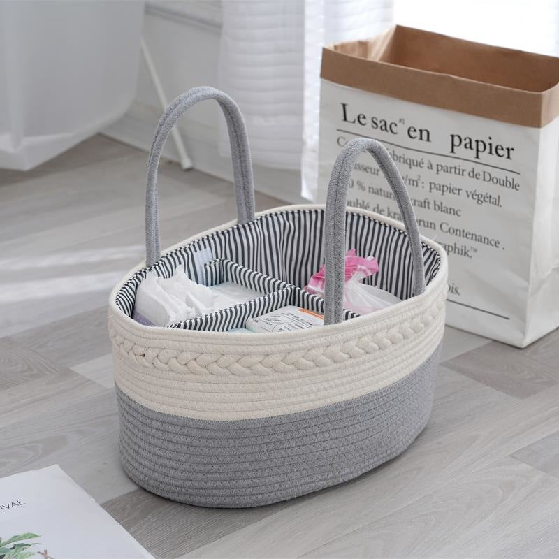 SG Foldable Diaper Bags Storage Bag Organizer Cotton Rope Woven Removable Dividers Mummy Bag