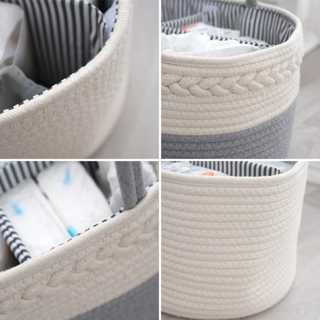 SG Foldable Diaper Bags Storage Bag Organizer Cotton Rope Woven Removable Dividers Mummy Bag