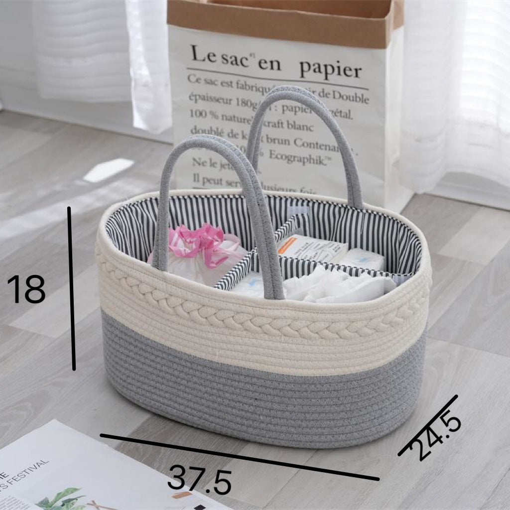 SG Foldable Diaper Bags Storage Bag Organizer Cotton Rope Woven Removable Dividers Mummy Bag