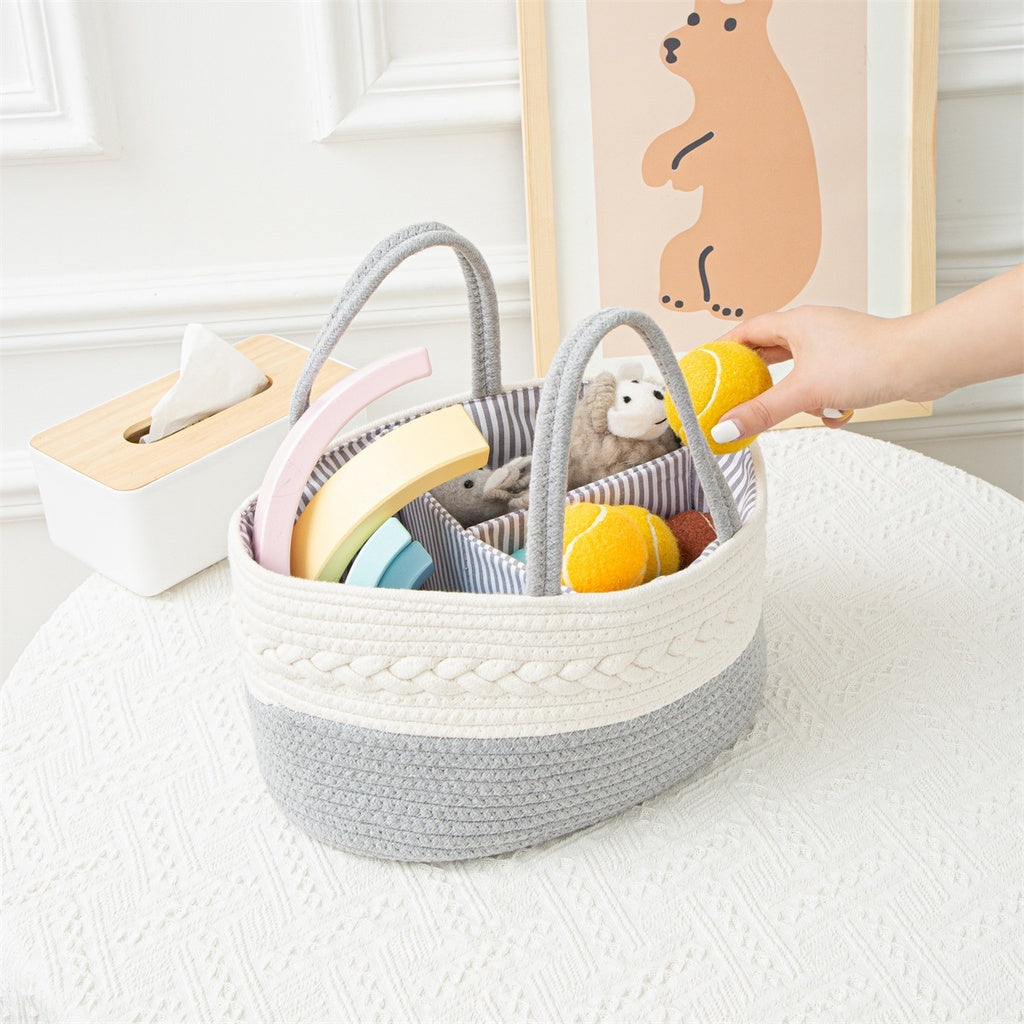SG Foldable Diaper Bags Storage Bag Organizer Cotton Rope Woven Removable Dividers Mummy Bag