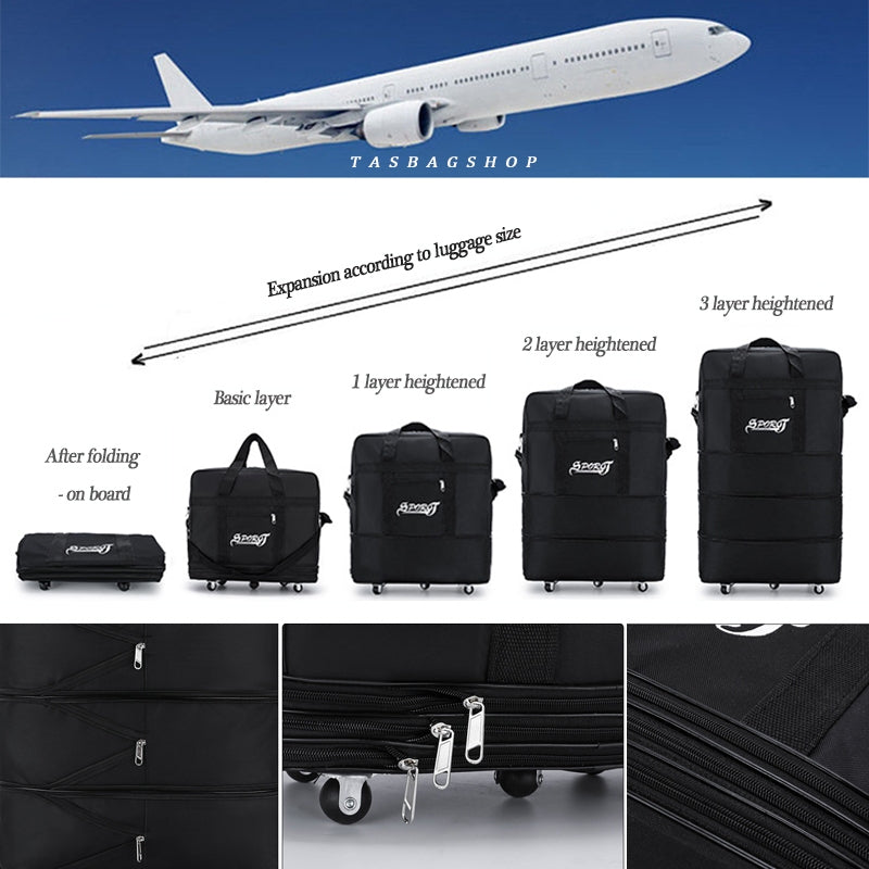 Tas foldable expandable big travel bag with wheels 40” durable travel duffel Airline Checked Bag cabin luggage