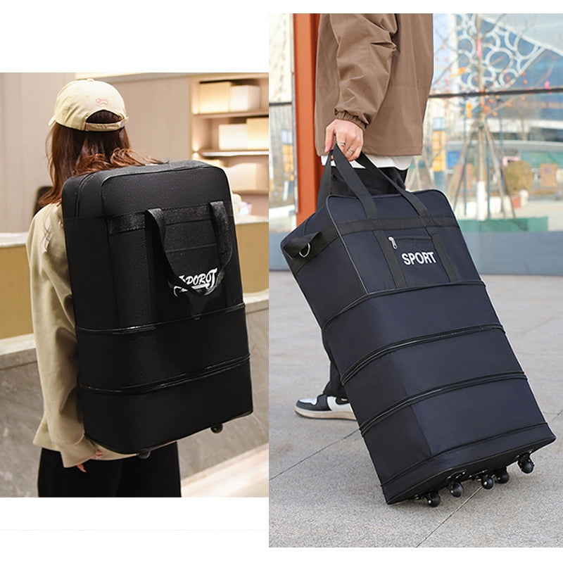 Tas foldable expandable big travel bag with wheels 40” durable travel duffel Airline Checked Bag cabin luggage