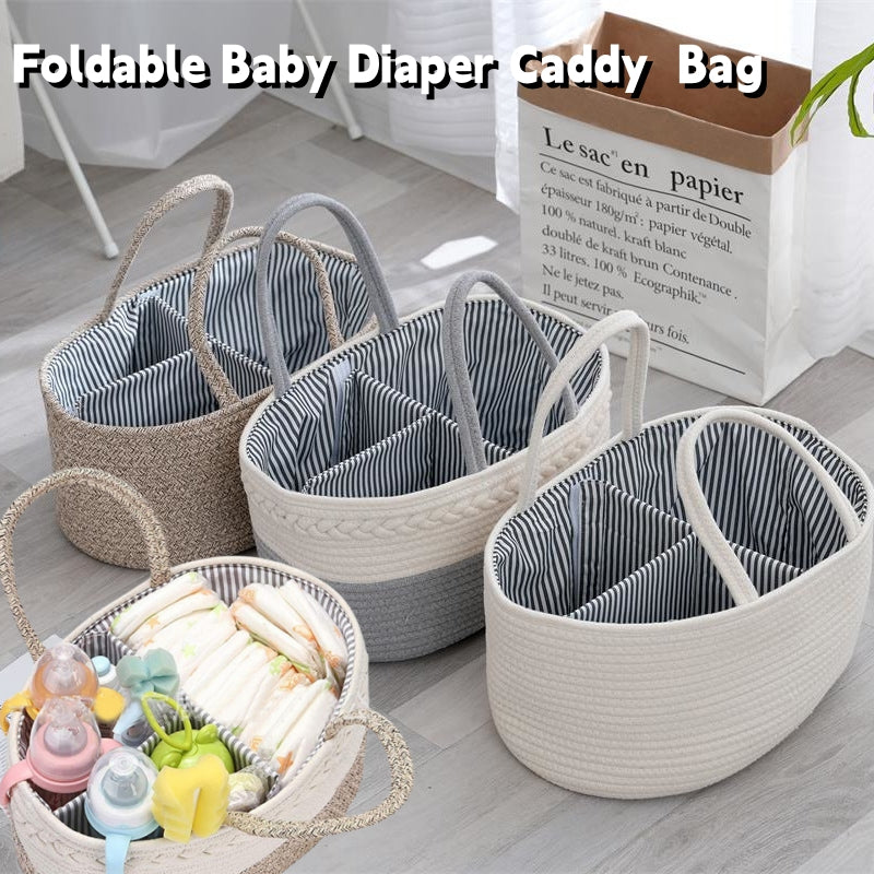 SG Foldable Diaper Bags Storage Bag Organizer Cotton Rope Woven Removable Dividers Mummy Bag