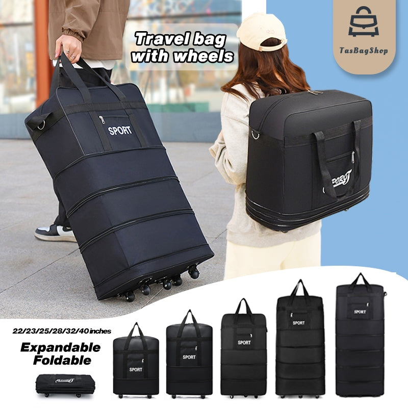 Tas foldable expandable big travel bag with wheels 40” durable travel duffel Airline Checked Bag cabin luggage
