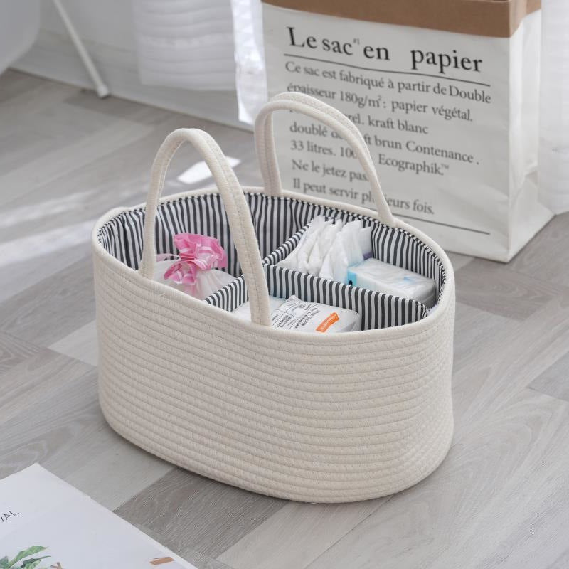 SG Foldable Diaper Bags Storage Bag Organizer Cotton Rope Woven Removable Dividers Mummy Bag