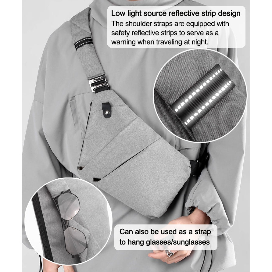 Men Crossbody Chest Bag Anti-theft Close-fitting Waist Bag Back Pack Sash Bags Travel Shoulder Bag