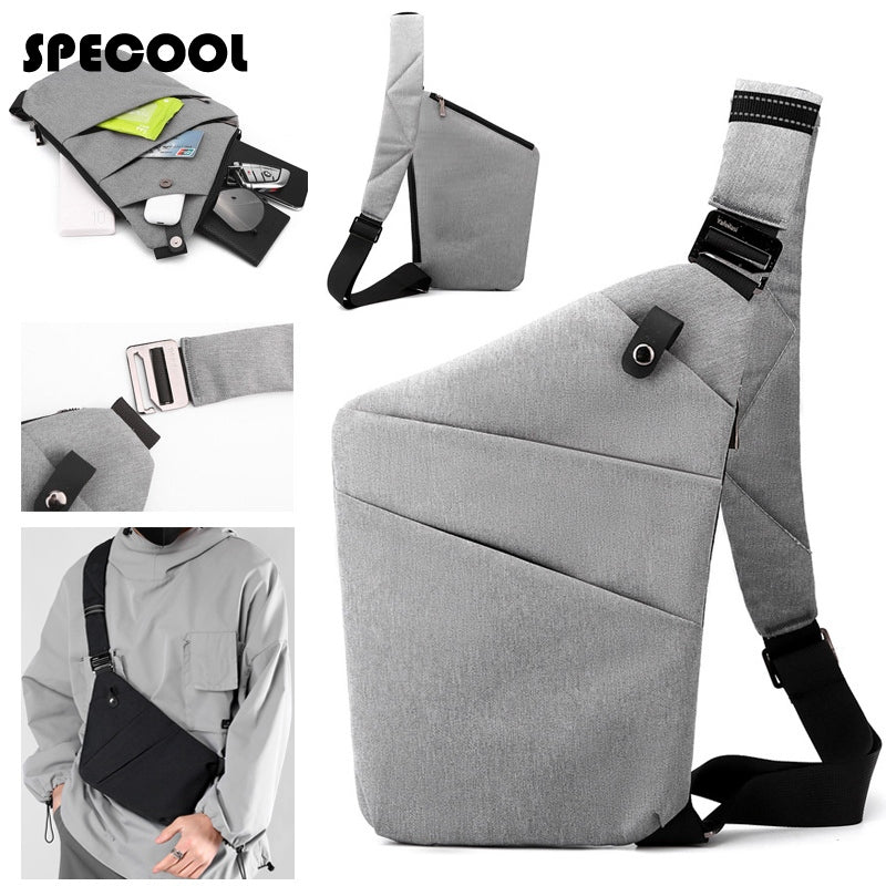 Men Crossbody Chest Bag Anti-theft Close-fitting Waist Bag Back Pack Sash Bags Travel Shoulder Bag