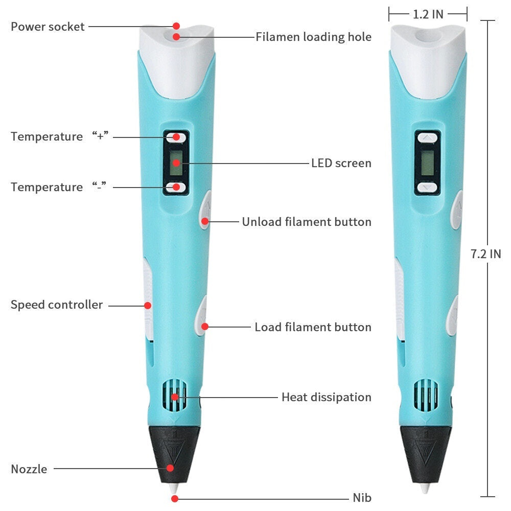3D Printing Pen Digital Display Intelligent High Temperature 3D Graffiti Painting USB Pens