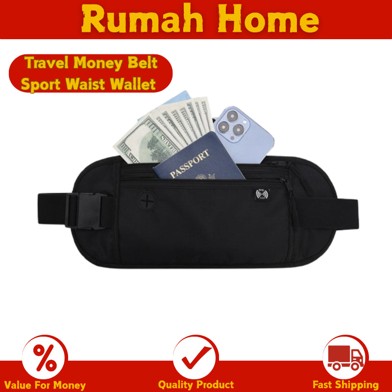 Travel Money Belt Bag Sport Waist Wallet RFID Blocking Anti-Theft Passport Sling bag for Men & Women
