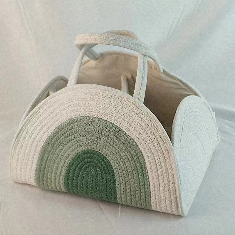 Foldable Baby Diaper Basket Storage Bag Newborn Cotton Rope Woven Diaper Bags Mummy Bag