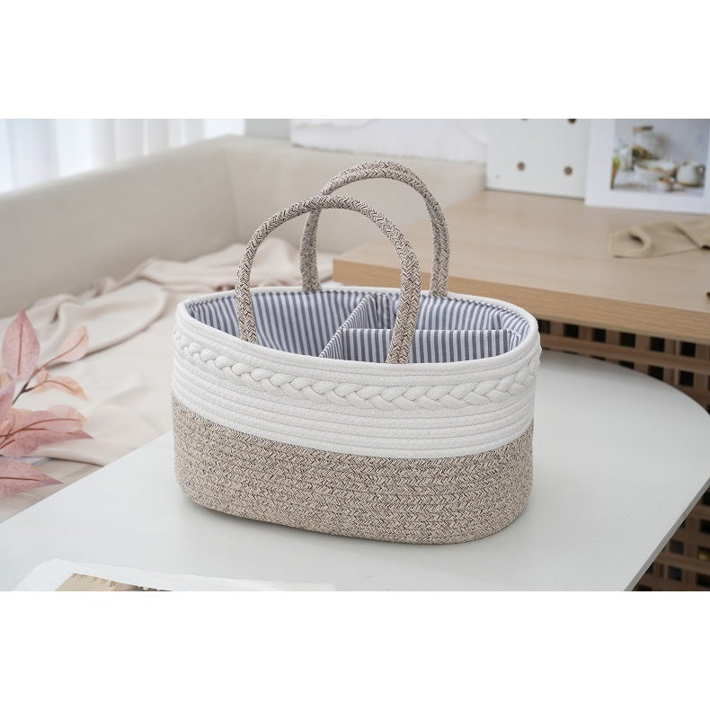 SG Foldable Diaper Bags Storage Bag Organizer Cotton Rope Woven Removable Dividers Mummy Bag