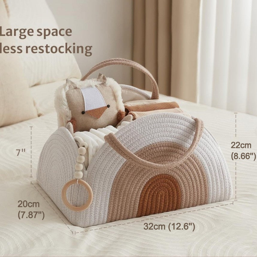 Foldable Baby Diaper Basket Storage Bag Newborn Cotton Rope Woven Diaper Bags Mummy Bag