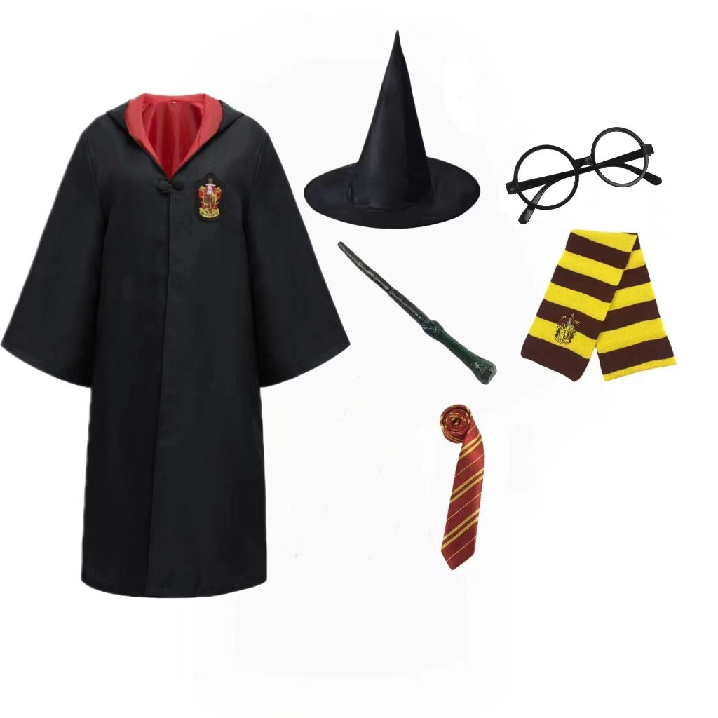 Harry Potter Costume Robe Cape Cloak Halloween Adult Kids Cosplay Magic Suit Gryffindor Slytherin Hufflepuff