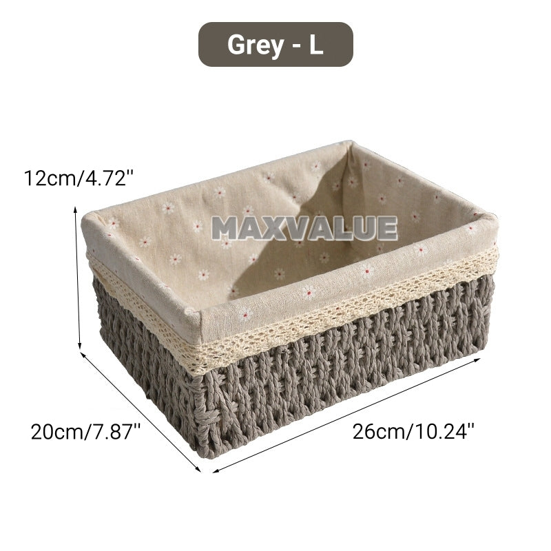 Hand-Woven Rattan Basket Desktop Storage Box Sundries Organizer