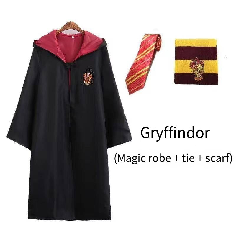 Harry Potter Costume Robe Cape Cloak Halloween Adult Kids Cosplay Magic Suit Gryffindor Slytherin Hufflepuff