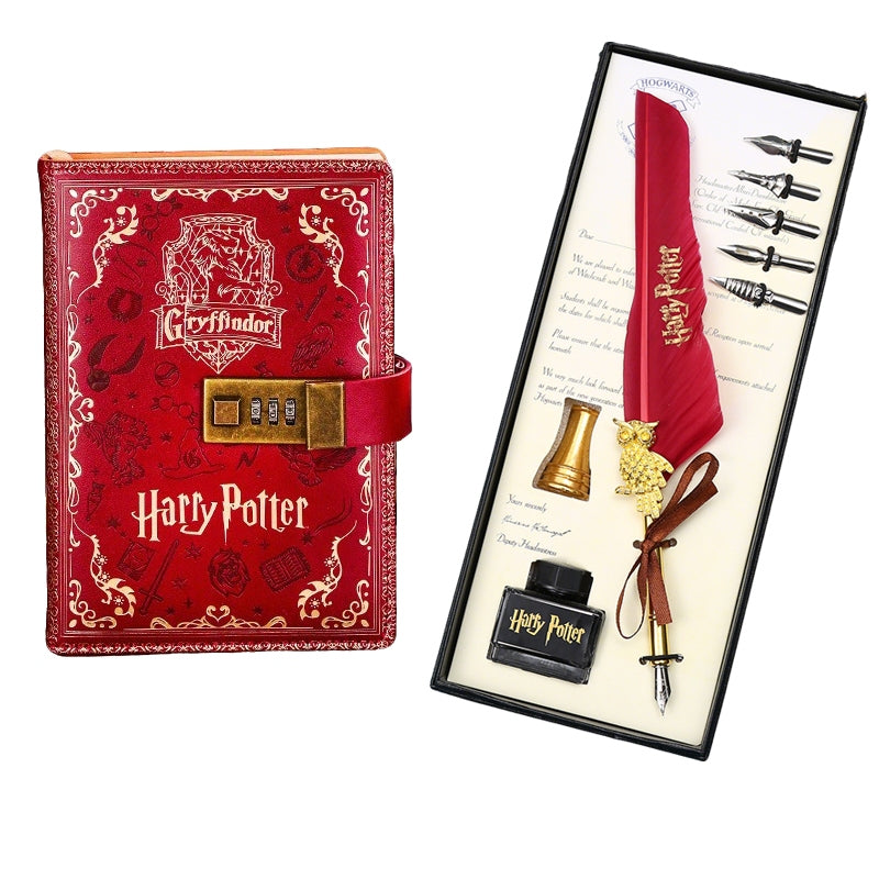 Kids Gift Set Harry Potter PU Leather Notebook With Password Lock A5 Colored Pages Hogwarts Diary Students Gifts