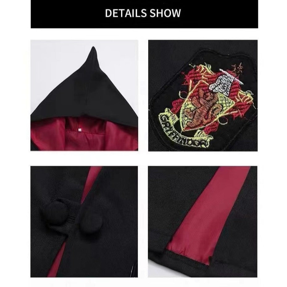 Harry Potter Costume Robe Cape Cloak Halloween Adult Kids Cosplay Magic Suit Gryffindor Slytherin Hufflepuff