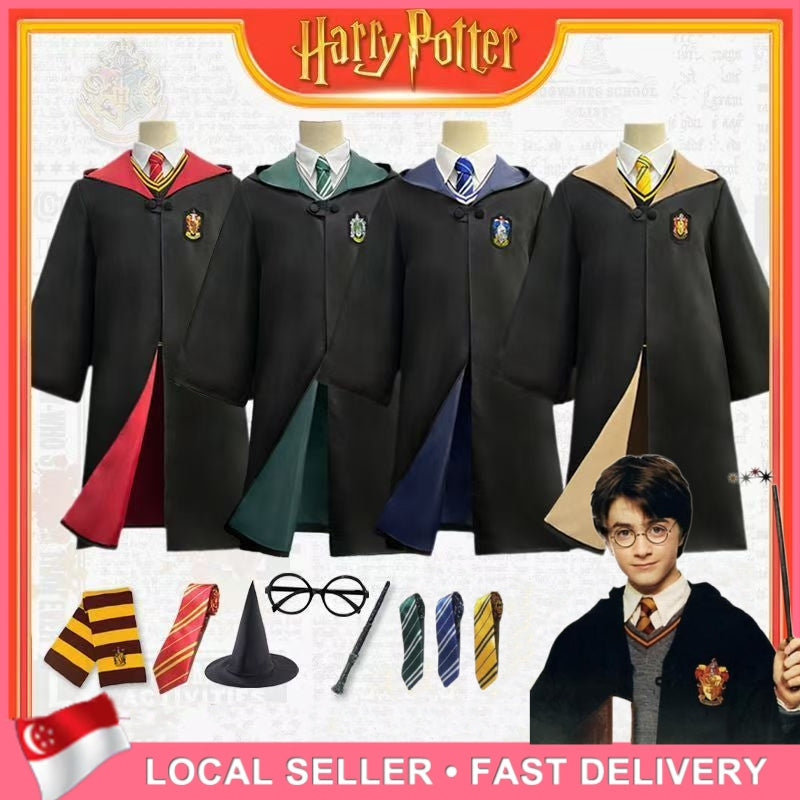 Harry Potter Costume Robe Cape Cloak Halloween Adult Kids Cosplay Magic Suit Gryffindor Slytherin Hufflepuff