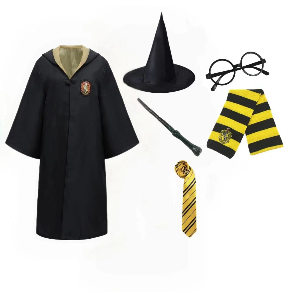 Harry Potter Costume Robe Cape Cloak Halloween Adult Kids Cosplay Magic Suit Gryffindor Slytherin Hufflepuff