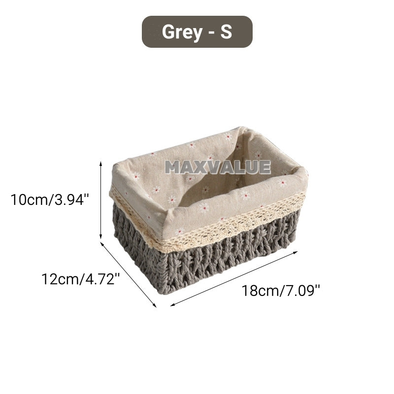 Hand-Woven Rattan Basket Desktop Storage Box Sundries Organizer