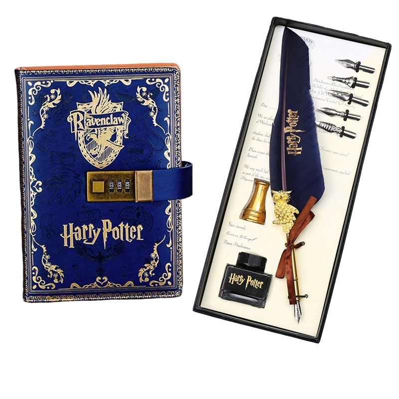 Kids Gift Set Harry Potter PU Leather Notebook With Password Lock A5 Colored Pages Hogwarts Diary Students Gifts