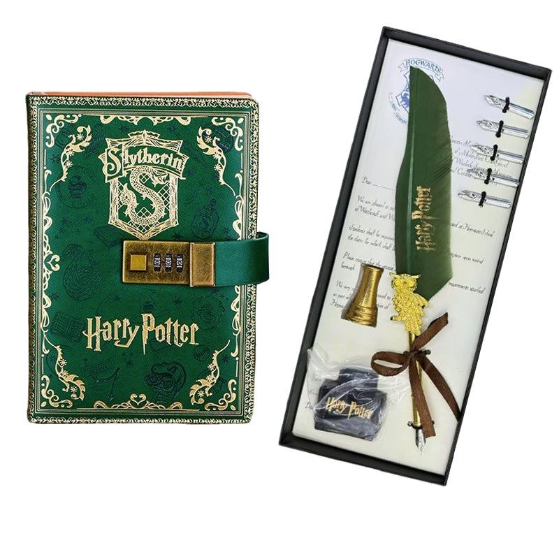 Kids Gift Set Harry Potter PU Leather Notebook With Password Lock A5 Colored Pages Hogwarts Diary Students Gifts