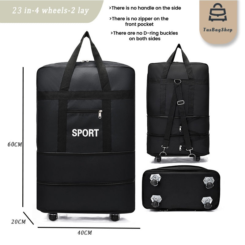 Tas foldable expandable big travel bag with wheels 40” durable travel duffel Airline Checked Bag cabin luggage
