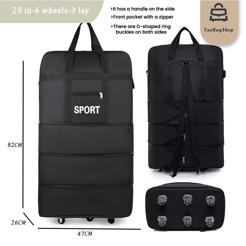 Tas foldable expandable big travel bag with wheels 40” durable travel duffel Airline Checked Bag cabin luggage