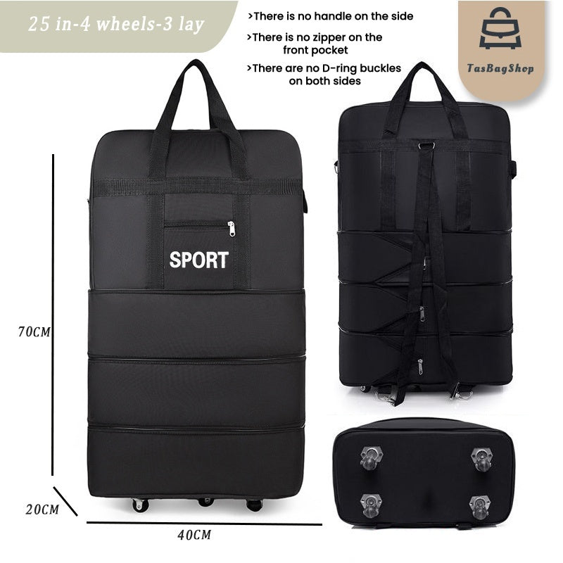 Tas foldable expandable big travel bag with wheels 40” durable travel duffel Airline Checked Bag cabin luggage