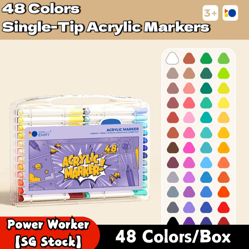 12–80 Colors Acrylic & Washable Markers Pen Set, Non Toxic  Drawing Coloring Art Stationery for Kids Students