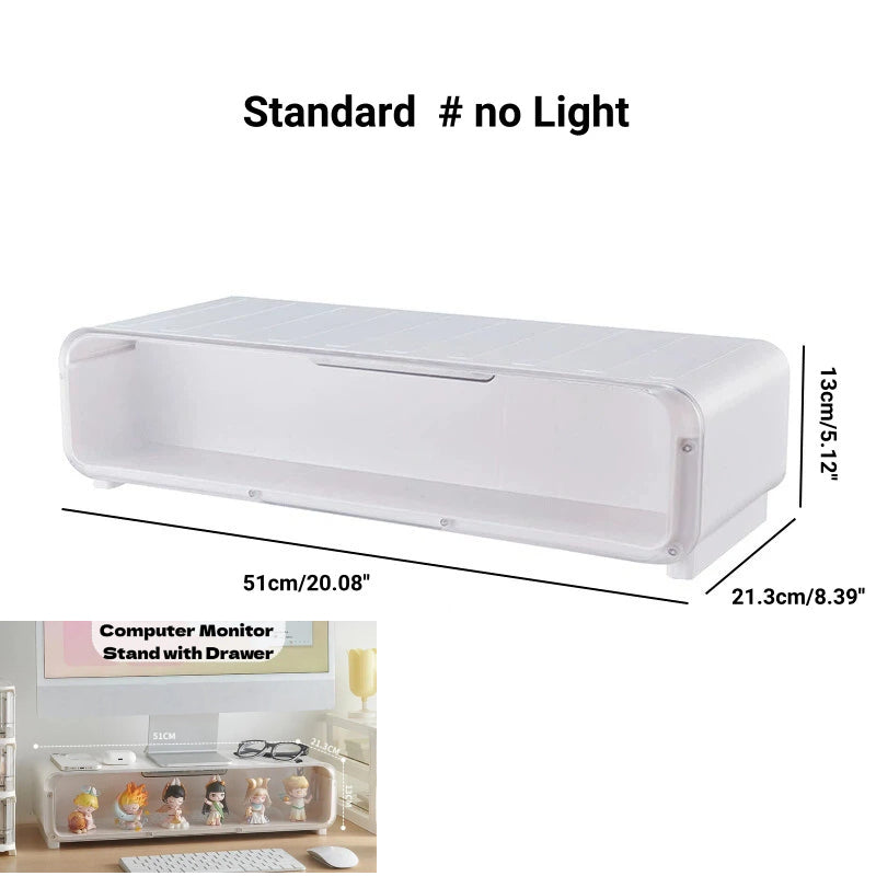 Desktop Computer Monitor Riser Stand - Office Desk Screen Organizer & Storage Shelf with USB Expansion