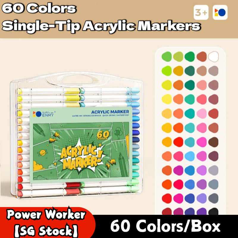 12–80 Colors Acrylic & Washable Markers Pen Set, Non Toxic  Drawing Coloring Art Stationery for Kids Students