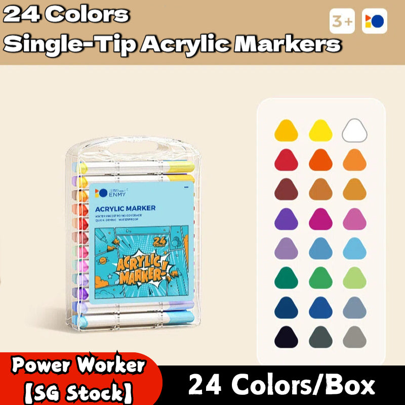 12–80 Colors Acrylic & Washable Markers Pen Set, Non Toxic  Drawing Coloring Art Stationery for Kids Students
