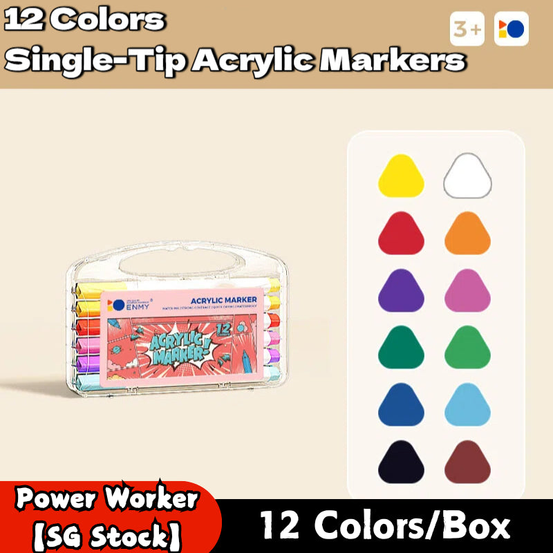 12–80 Colors Acrylic & Washable Markers Pen Set, Non Toxic  Drawing Coloring Art Stationery for Kids Students