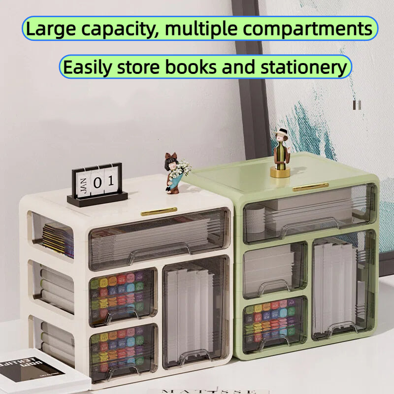 Drawer-Style Desktop Storage Box for Student Stationery Cosmetics Office Table Desk Dustproof Organiser