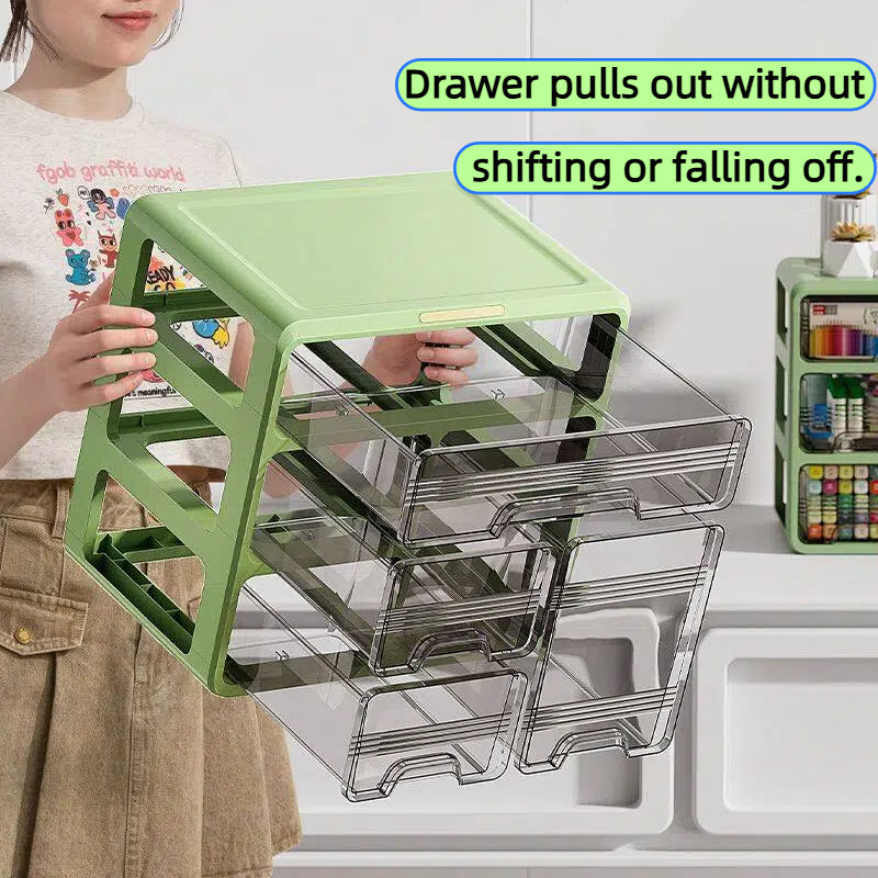 Drawer-Style Desktop Storage Box for Student Stationery Cosmetics Office Table Desk Dustproof Organiser