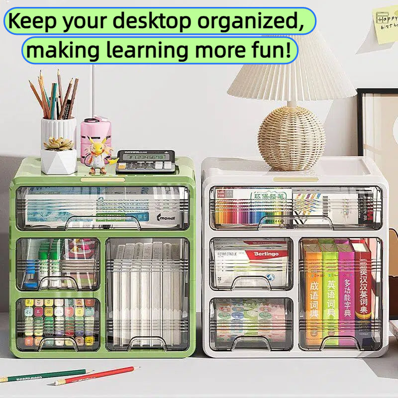 Drawer-Style Desktop Storage Box for Student Stationery Cosmetics Office Table Desk Dustproof Organiser